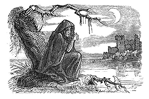 A banshee from Thomas Crofton Croker's FAIRY LEGENDS AND TRADITIONS OF THE SOUTH OF IRELAND (1834)